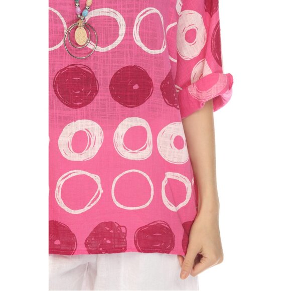 Fuchsia Circular Patterned Boat Neck Top - Picture 7 of 7